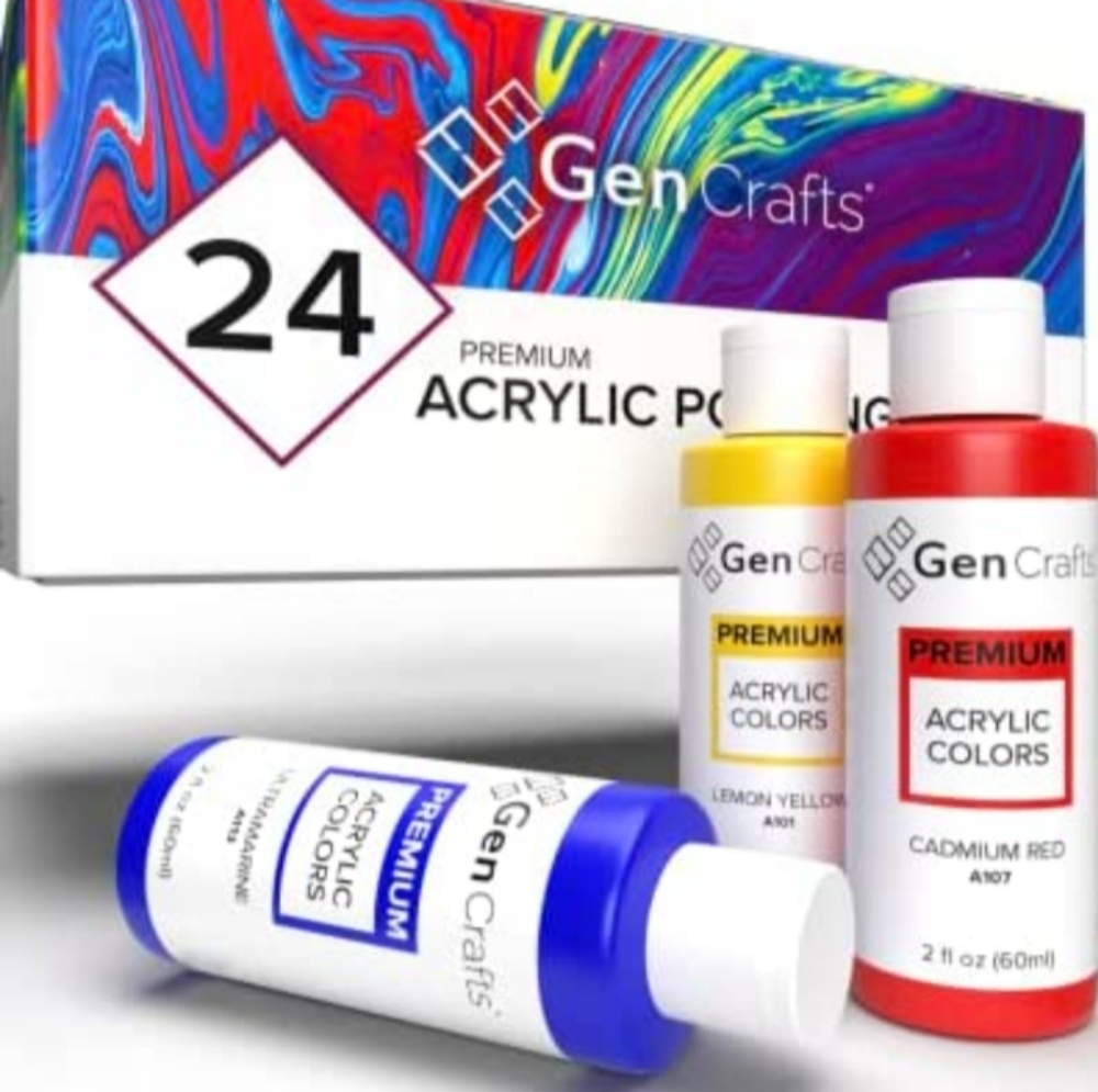 24 Pouring Paints Acrylic Pour Bottles Art Paint Bottle Box Set Artist Supplies